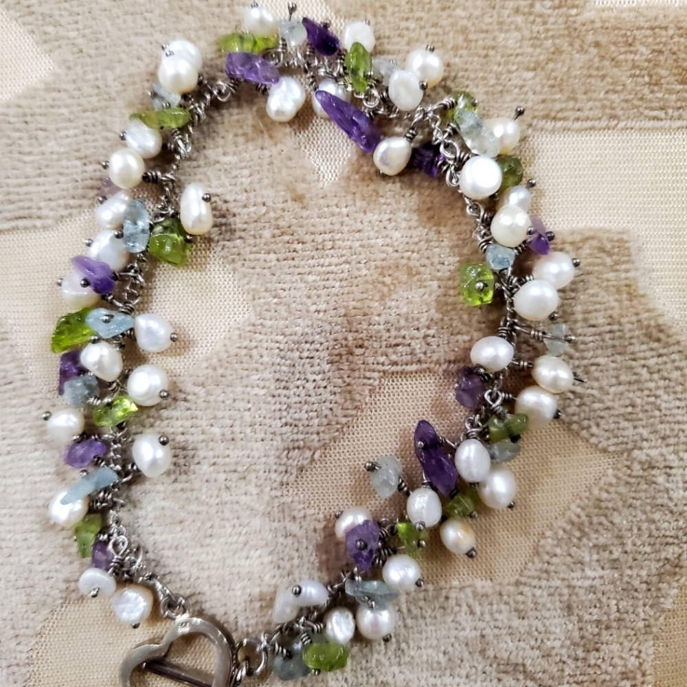 Sterling pearls silver bracelet